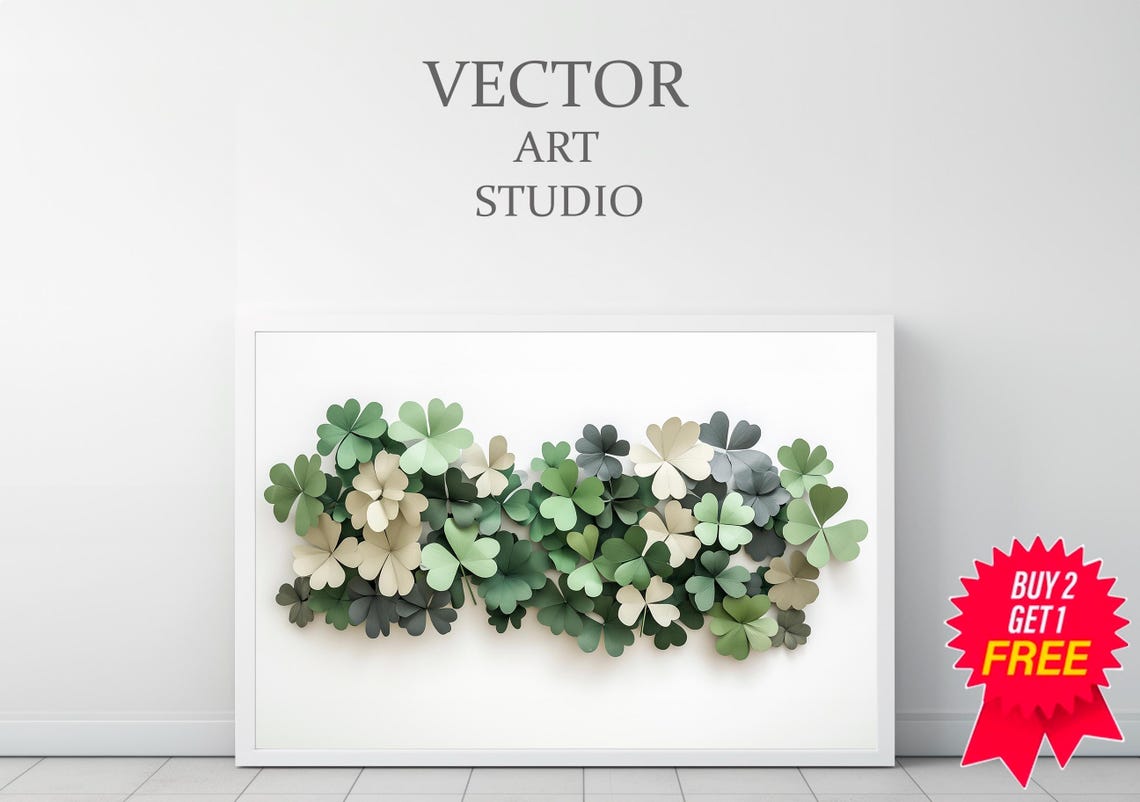 St Patricks Day Frame Tv Art Watercolor Shamrock 3d Frame Tv Art Modern Organic Decor Clover Earth Tone Lg Gallery - Image 3