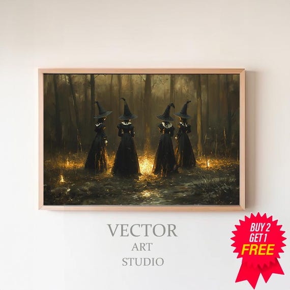 Moody Wall Art Dark Art Cottagecore Decor For Fall Halloween Whimsical Spooky Season Witchy Decor Vintage Witch Wall Art