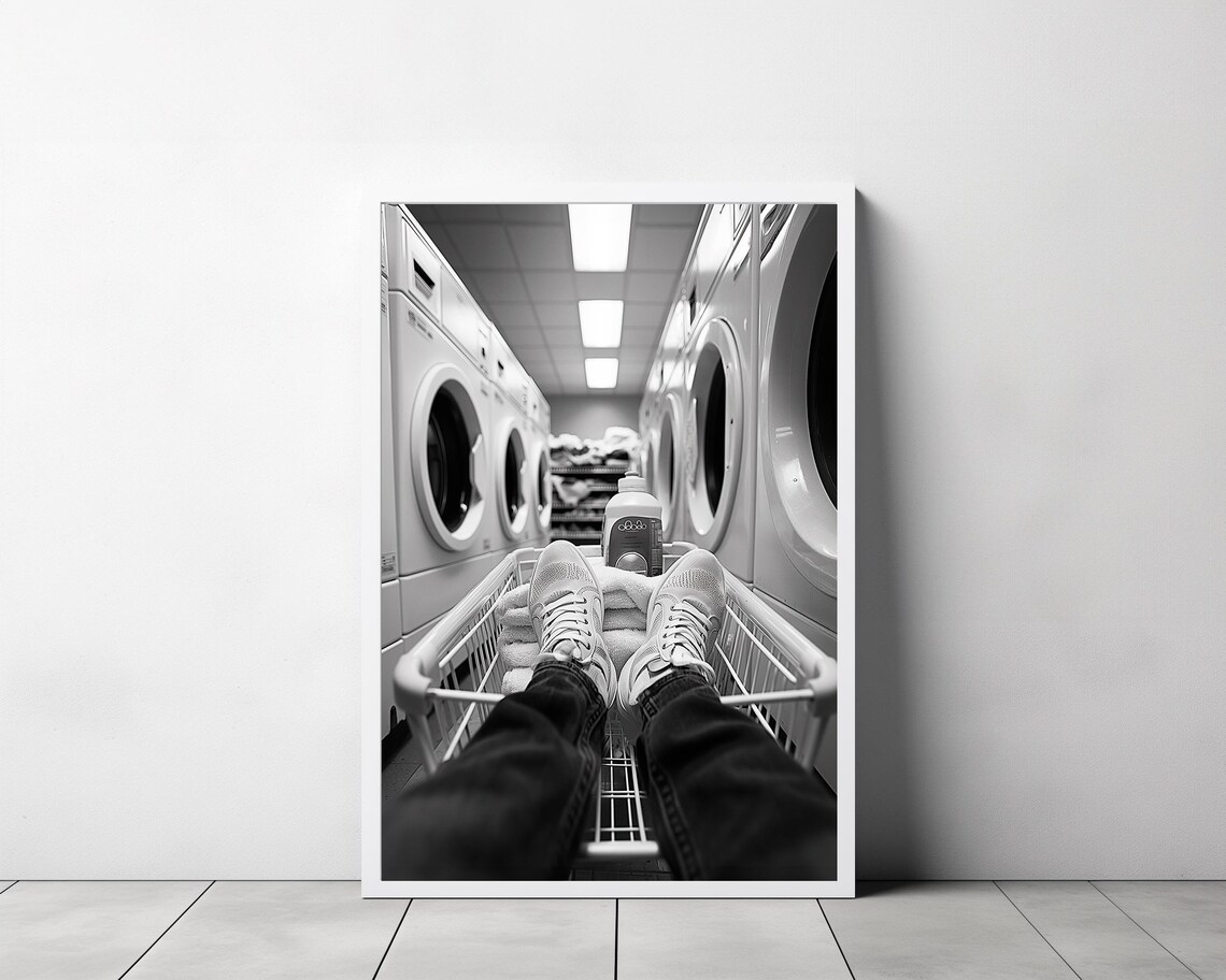 Laundry Day Wall Art Black And White Funny Wall Art Laundry Room Decor Wall Art - Image 3