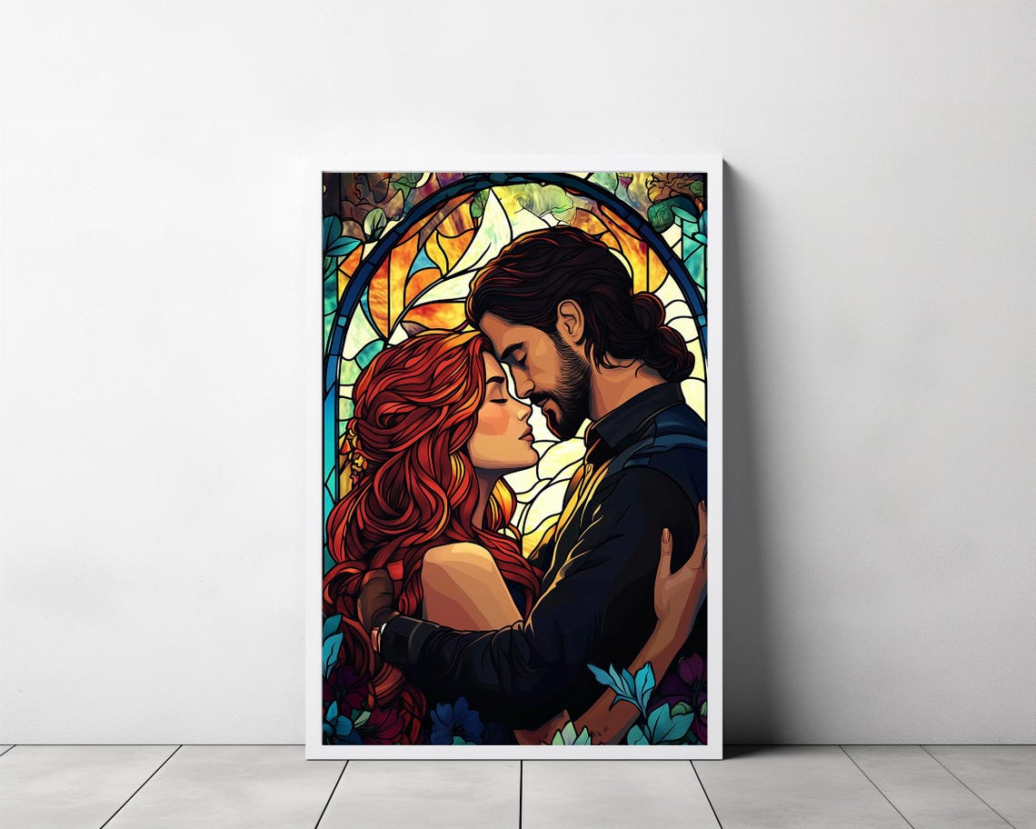 Persephone and Hades Stained Glass Window Romantic Couple Art Poster - Image 3