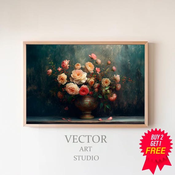 Moody Floral Print Vintage Art Moody Vintage Art
