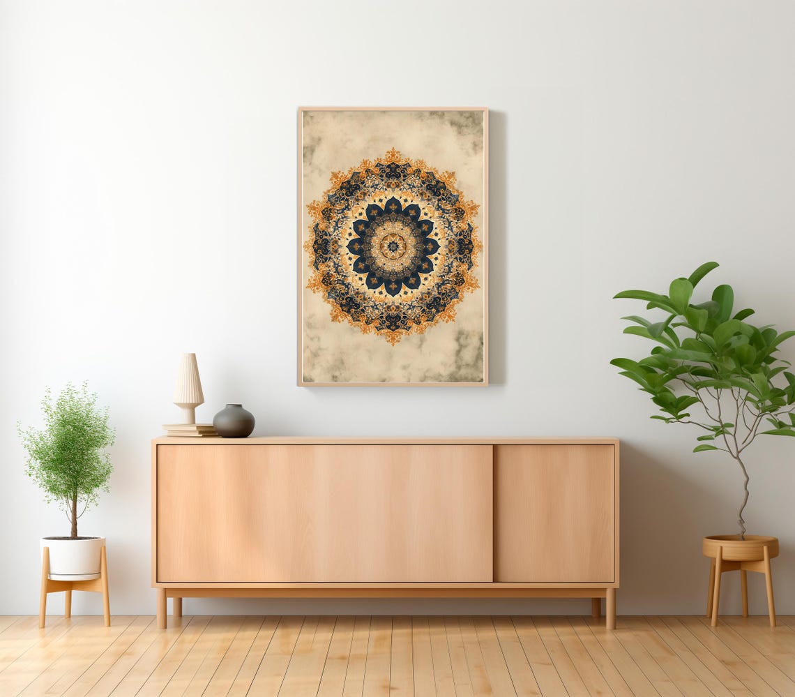 Islamic Geometric Art Artful Pattern Art Vintage Islamic Wall Art Gold Boho Islamic Poster Eid Ramadan Decoration Muslim Home Decor - Image 2