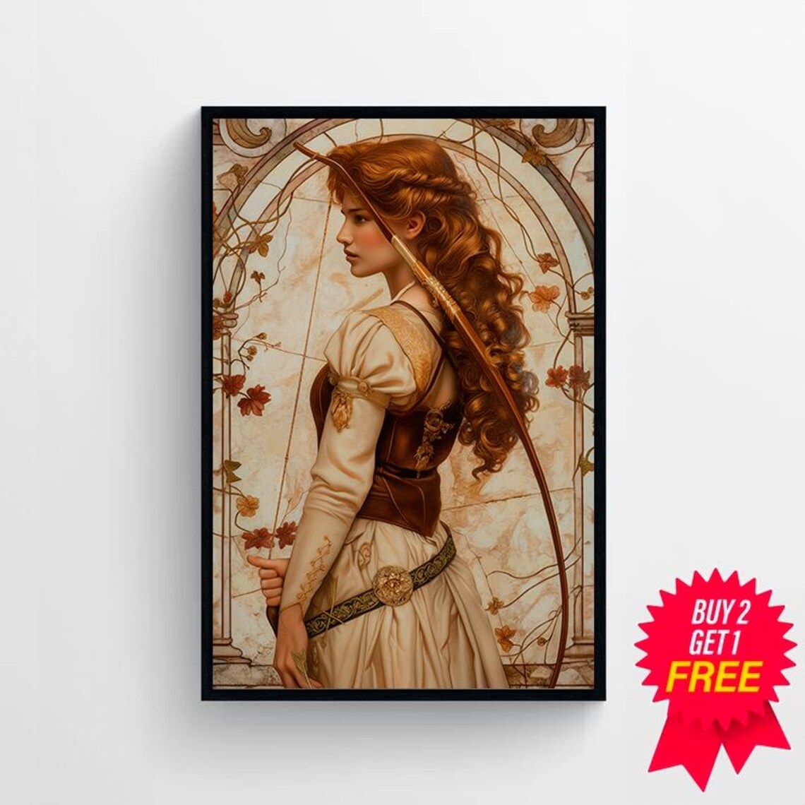 Artemis Art Nouveau Greek Goddess Art Print - Image 4