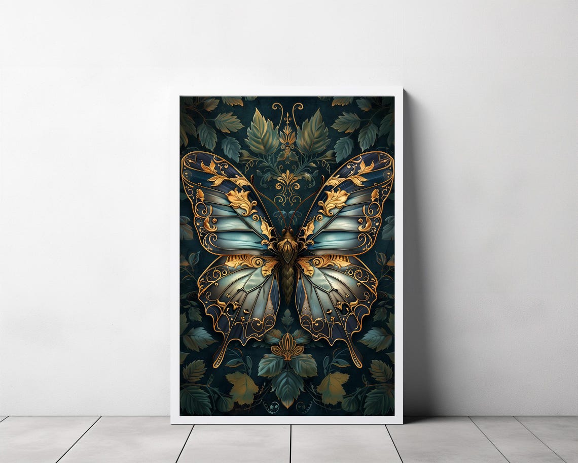 William Morris Inspired Butterfly Art Print Butterfly Print Butterfly Wall Art Large Wall Art Butterfly Decor Gift - Image 3