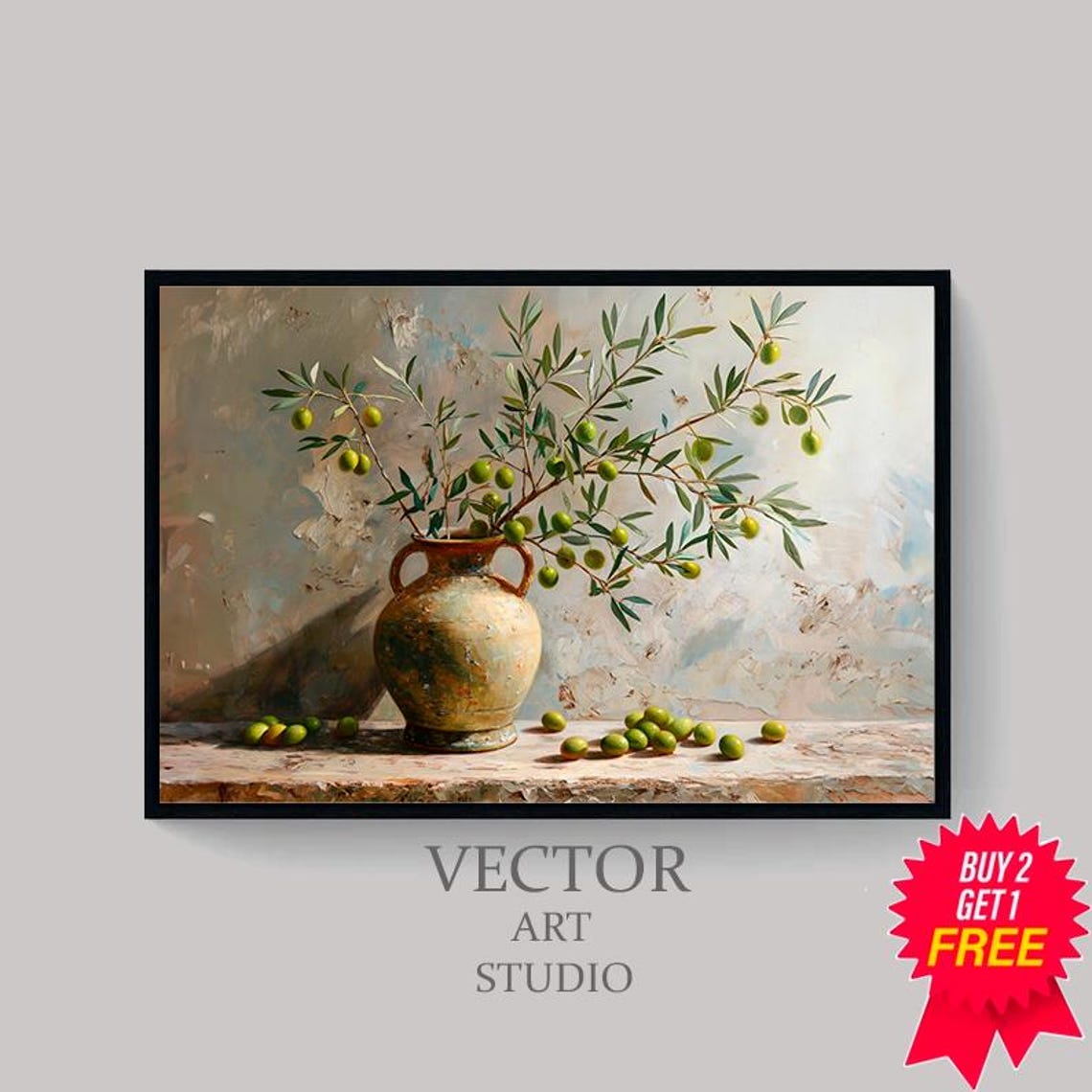 Rustic Painting Olive Branch Print Rustic Italian Wall Art For Dining Room Kitchen Moody Painting Spanish Olive Art Dining Room Wall Decor - Image 4