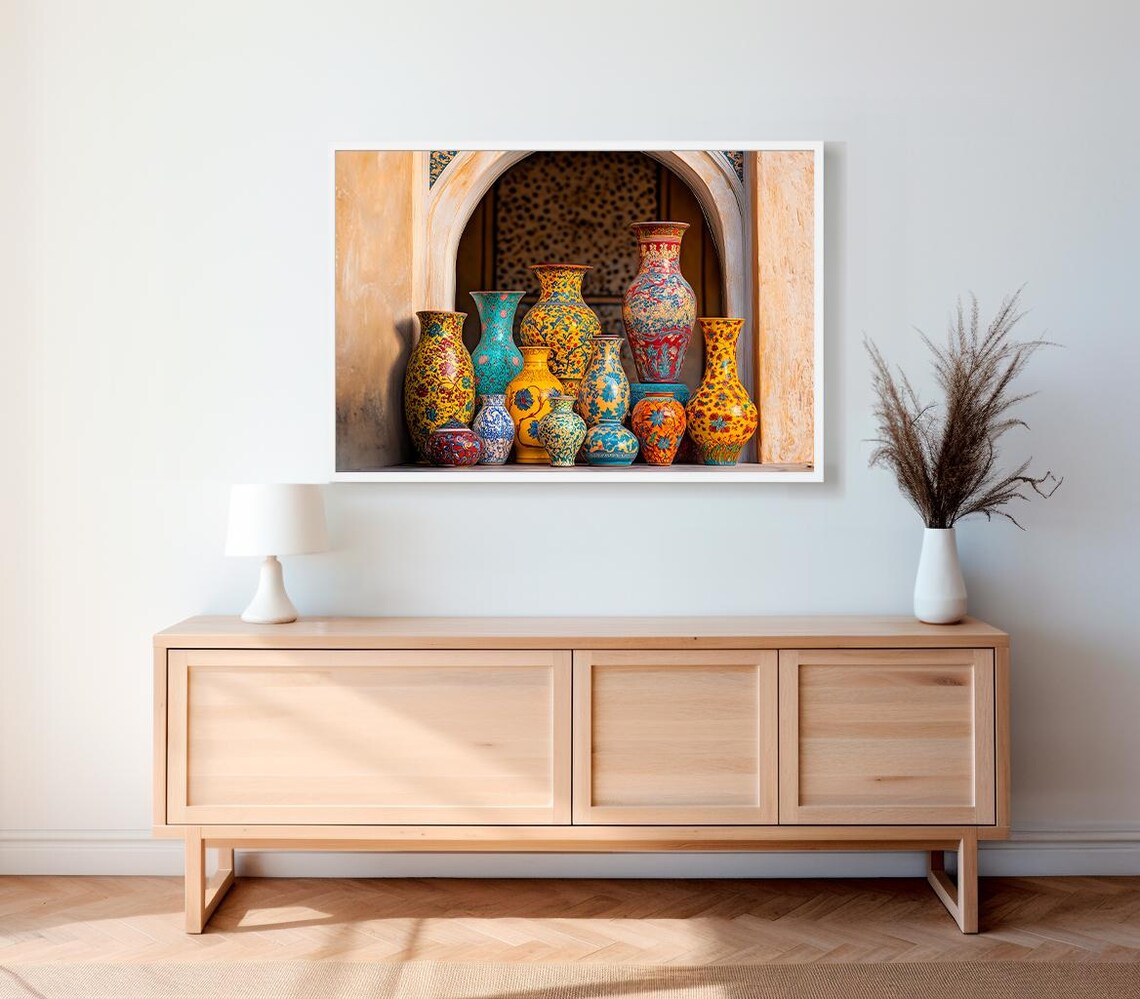 Morrocan Product Pottery Moroccan Vase Moroccan Wall Art African Art Colorful Art Print Prints Ethnic Print - Image 2