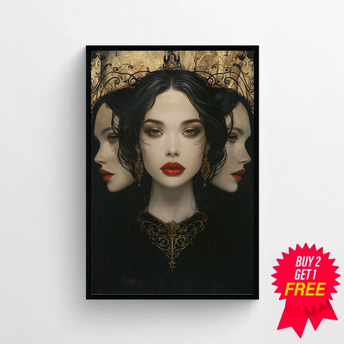 Hecate Triple Moon Goddess Fine Art Giclee Witchcraft Wicca Pagan Luna Vintage Painting Ancient Esoteric Art Hekate Witchy Artwork - Image 4