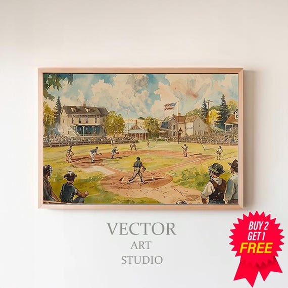 Baseball Print Vintage Prints Sports Poster Baseball Fan Gift Vintage Baseball Art Ball Bat Glove