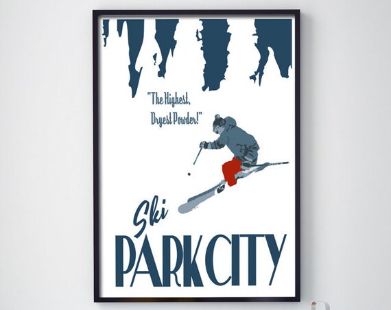 Park City Utah Skiing Vintage Style Travel Poster