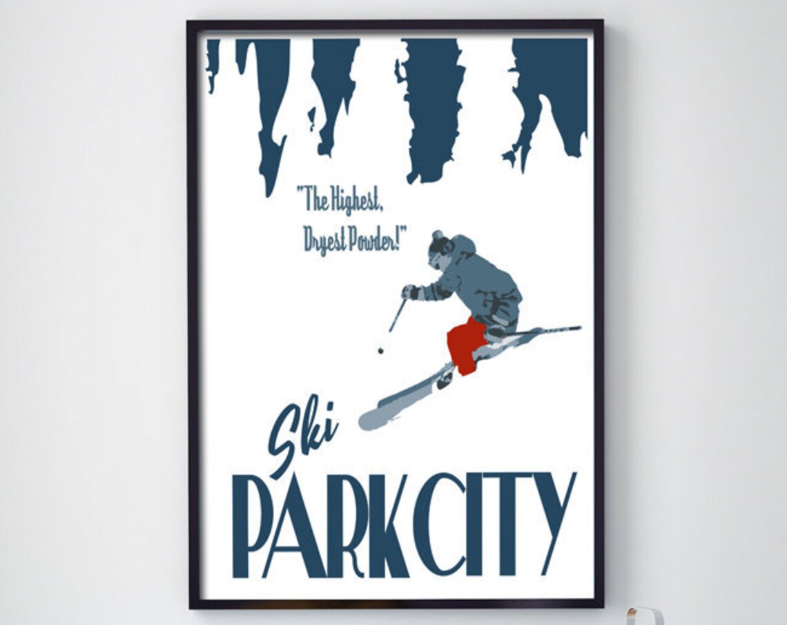 Park City Utah Skiing Vintage Style Travel Poster