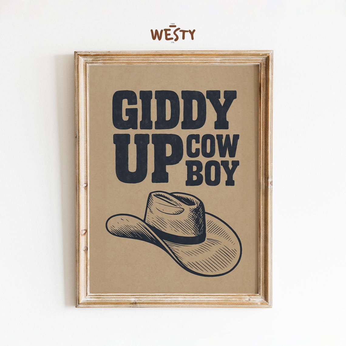 Giddy Up Cowboy Hat Funny Retro Western Typography Quote Poster