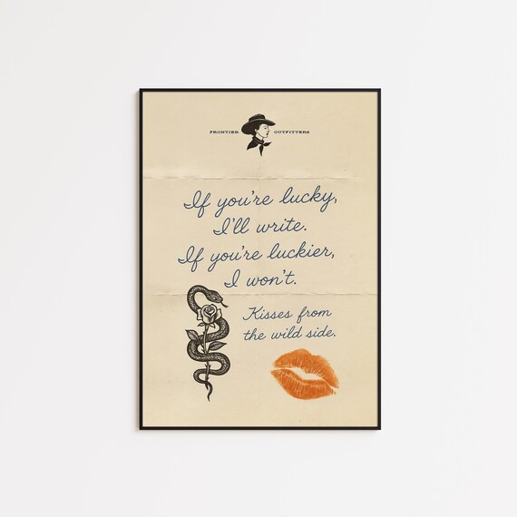 Cowgirl Love Letter Western Quote Poster Kisses From The Wild Side