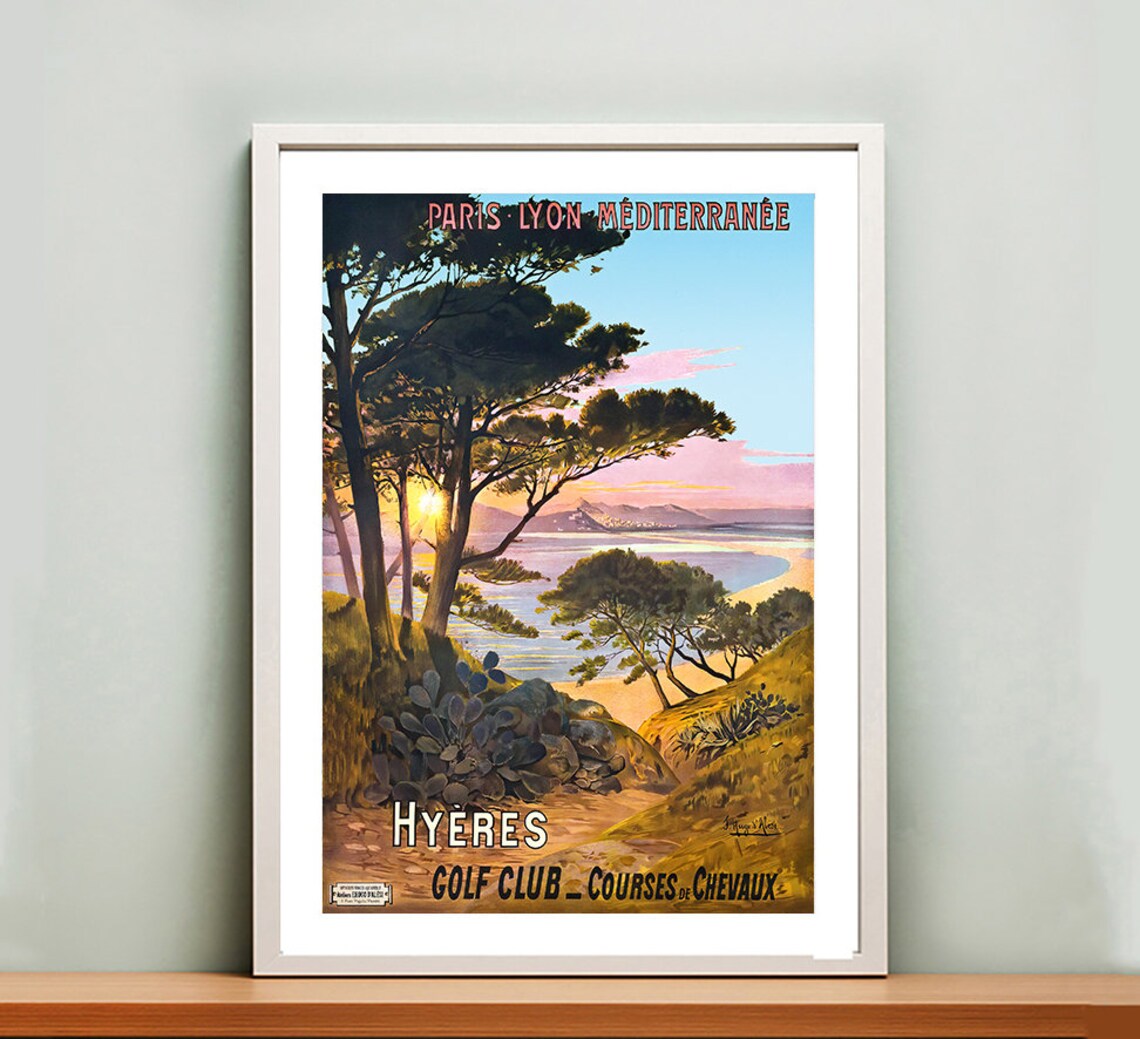 Hyeres Golf Club France Vintage Travel Poster - Image 2