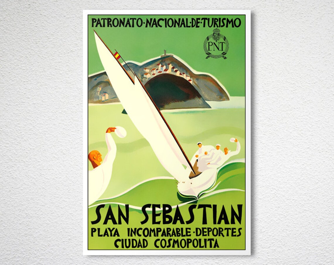 San Sebastian Playa Incomarable Spain Vintage Travel Poster - Image 2
