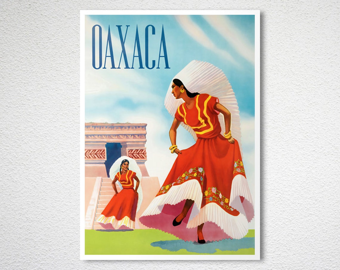 Oaxaca Mexico Vintage Travel Poster with Traditional Folk Dancers - Image 2