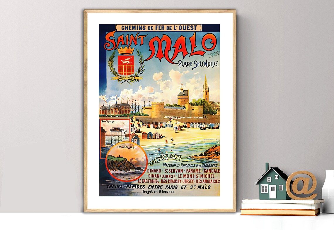 Saint Malo France Vintage Travel Poster, Travel Poster