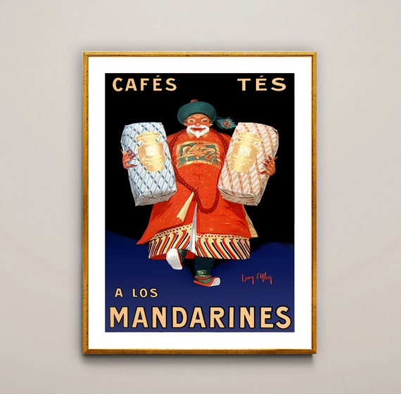 Cafs Ts A Los Mandarines Vintage Fooddrink Poster By Jean Dylen Poster Print Or Print Gift Idea Wall Decor