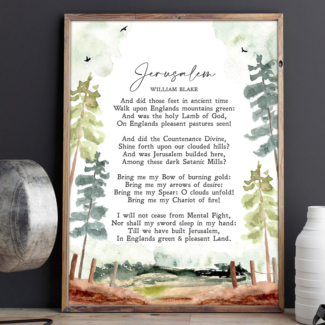 Jerusalem William Blake Poem Life Watercolor Reality Poverty Print Wall Art Quote Instant - Image 3
