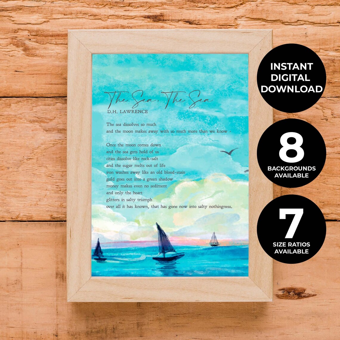 The Sea The Sea by D. H. Lawrence, Minimalist Art Print