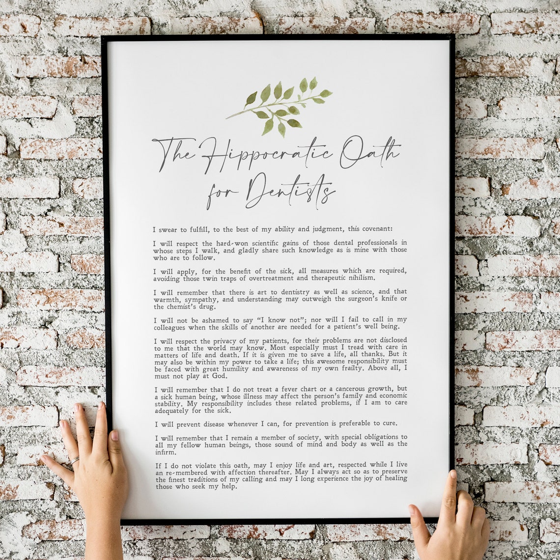 The Hippocratic Oath For Dentists Gift Minimalist Dental Wall Poster