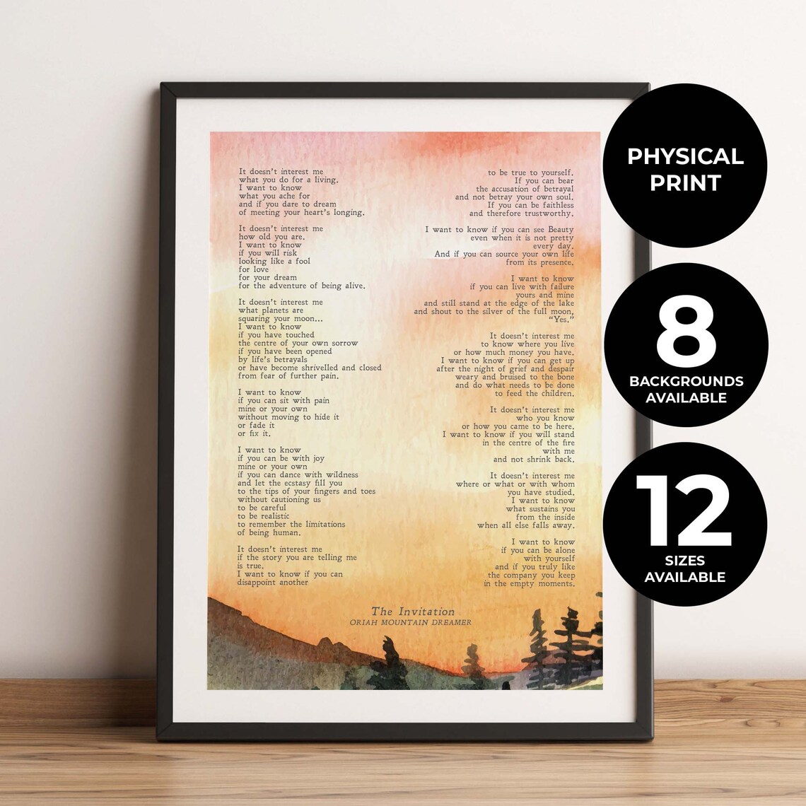 Oriah Mountain Dreamer Minimalist Poem Art Print