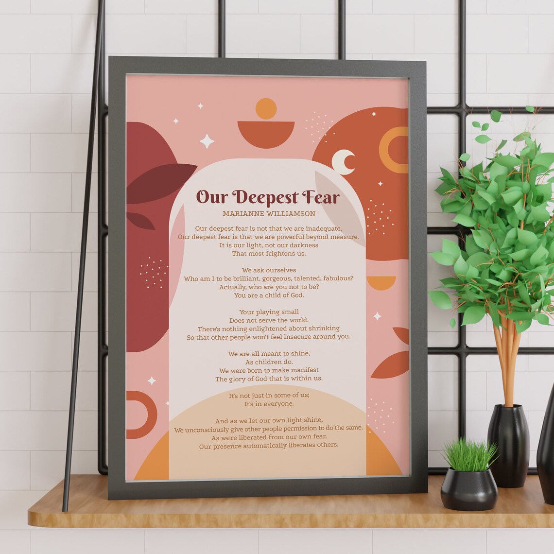 Our Deepest Fear, Marianne Williamson Art Print