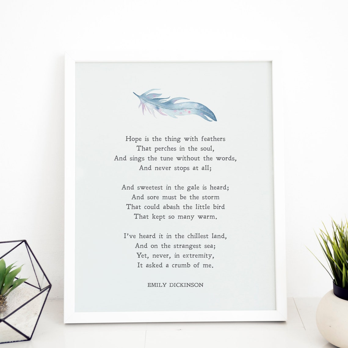 Emily Dickinson Hope Is The Thing With Feathers Feather Wall Art - Image 2