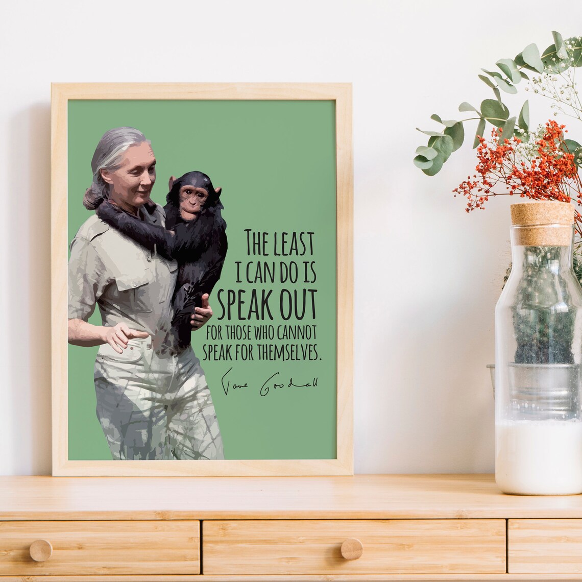 Jane Goodall Feminism Quote, Motivational Art Print - Image 2