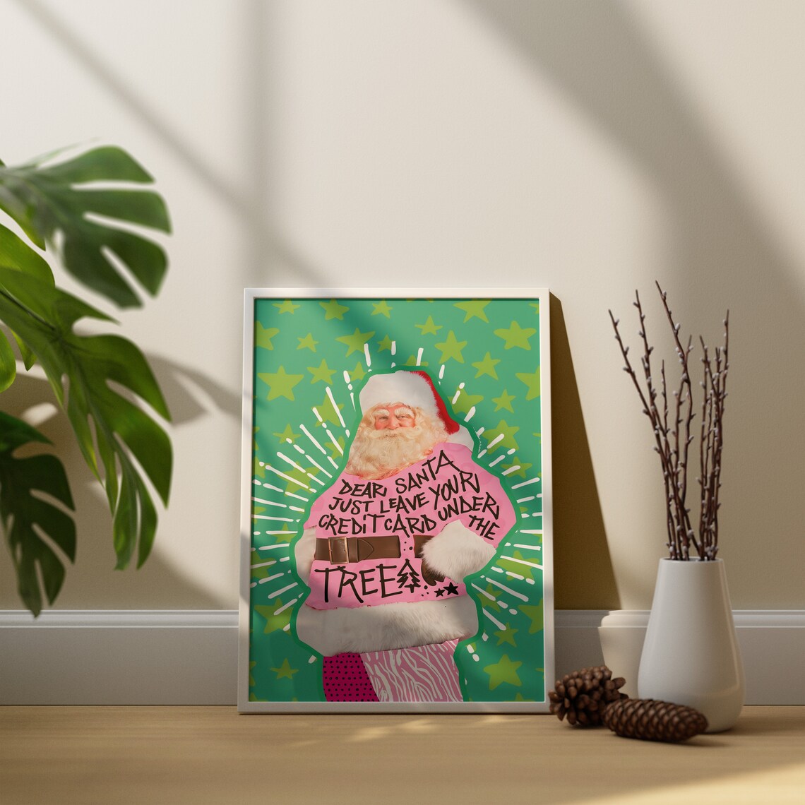 Funny Dear Santa Leave Your Credit Card Under The Tree Christmas Poster - Image 2