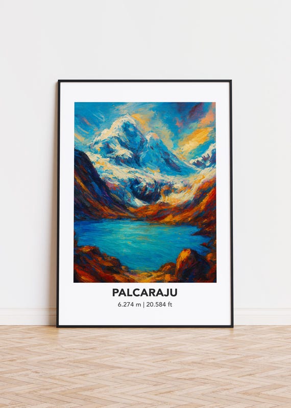 Palcaraju Poster Mountain Print Modern Oil Painting Style Art