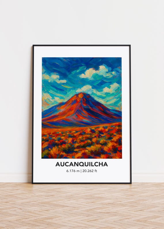 Aucanquilcha Poster Mountain Print Modern Oil Painting Style Art