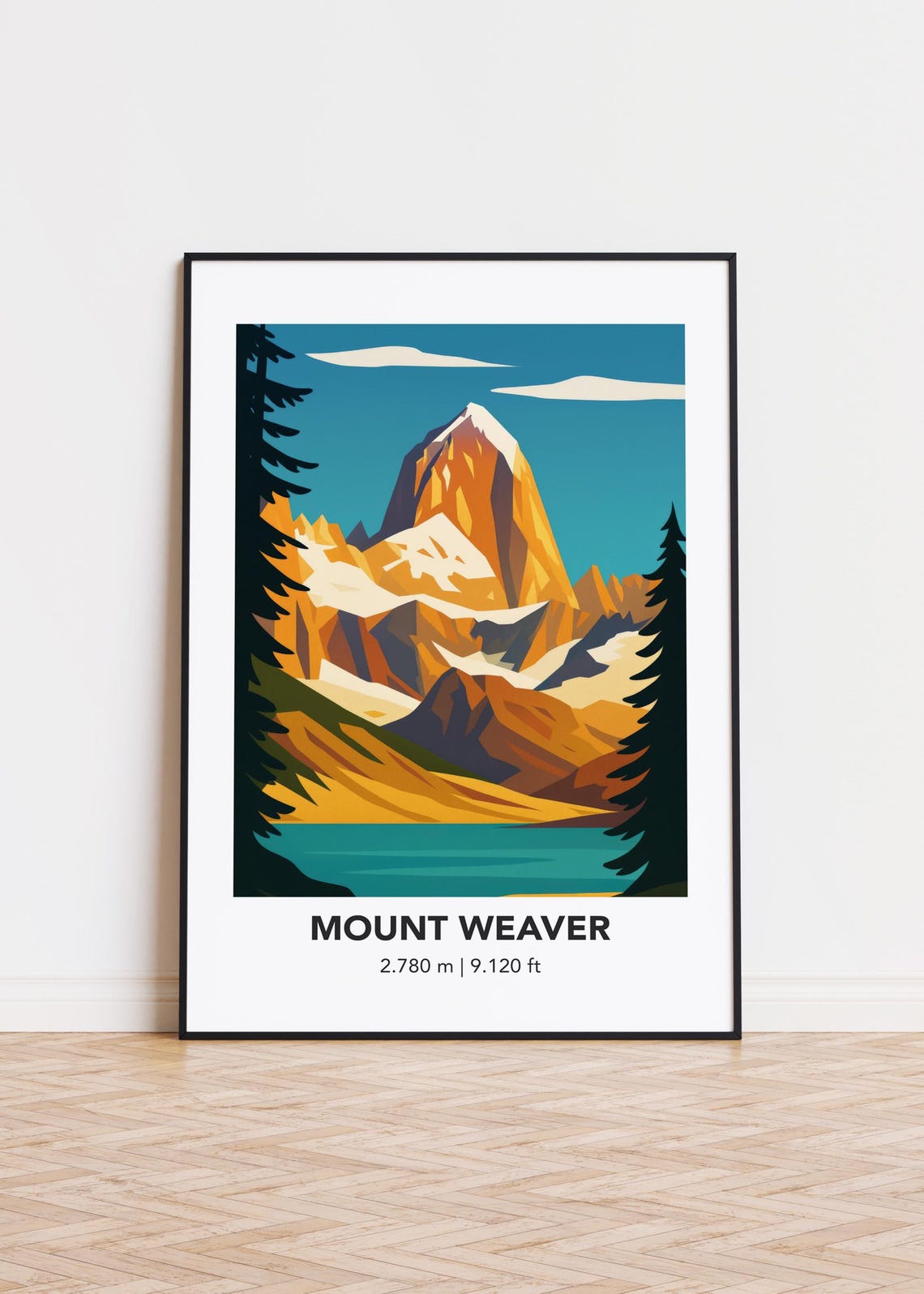 Mount Weaver Golden Peak Turquoise Lake 2780 Meter Travel Poster