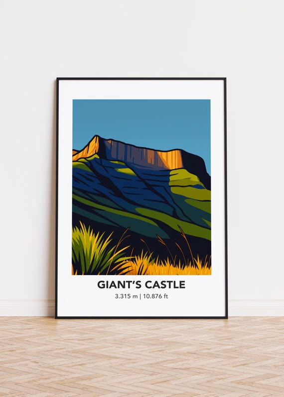Giants Castle Poster Print Illustration Art Mountain