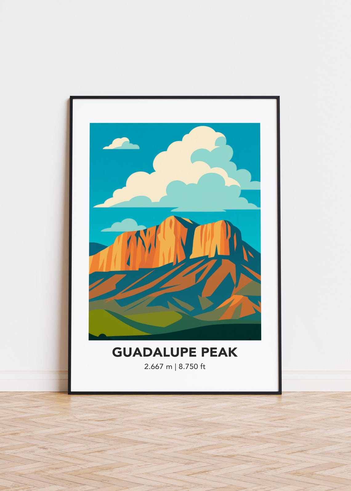 Guadalupe Peak Print Modern Minimalist Mountain Art Poster