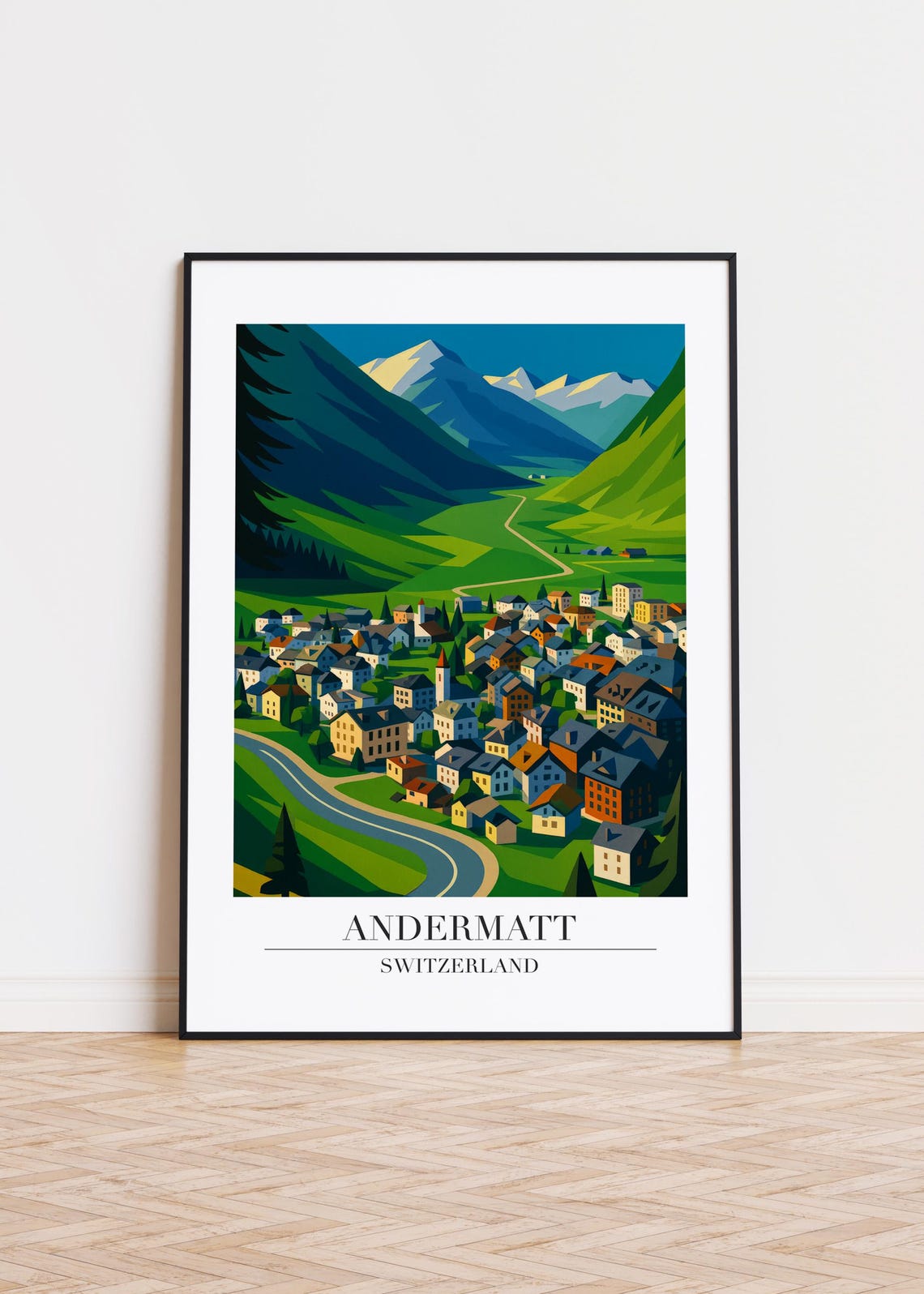 Andermatt Switzerland Travel Scene Alpine Valley Village Art Print