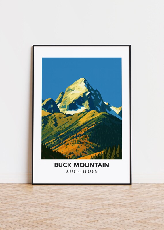 Buck Mountain Modern Illustration Art Print