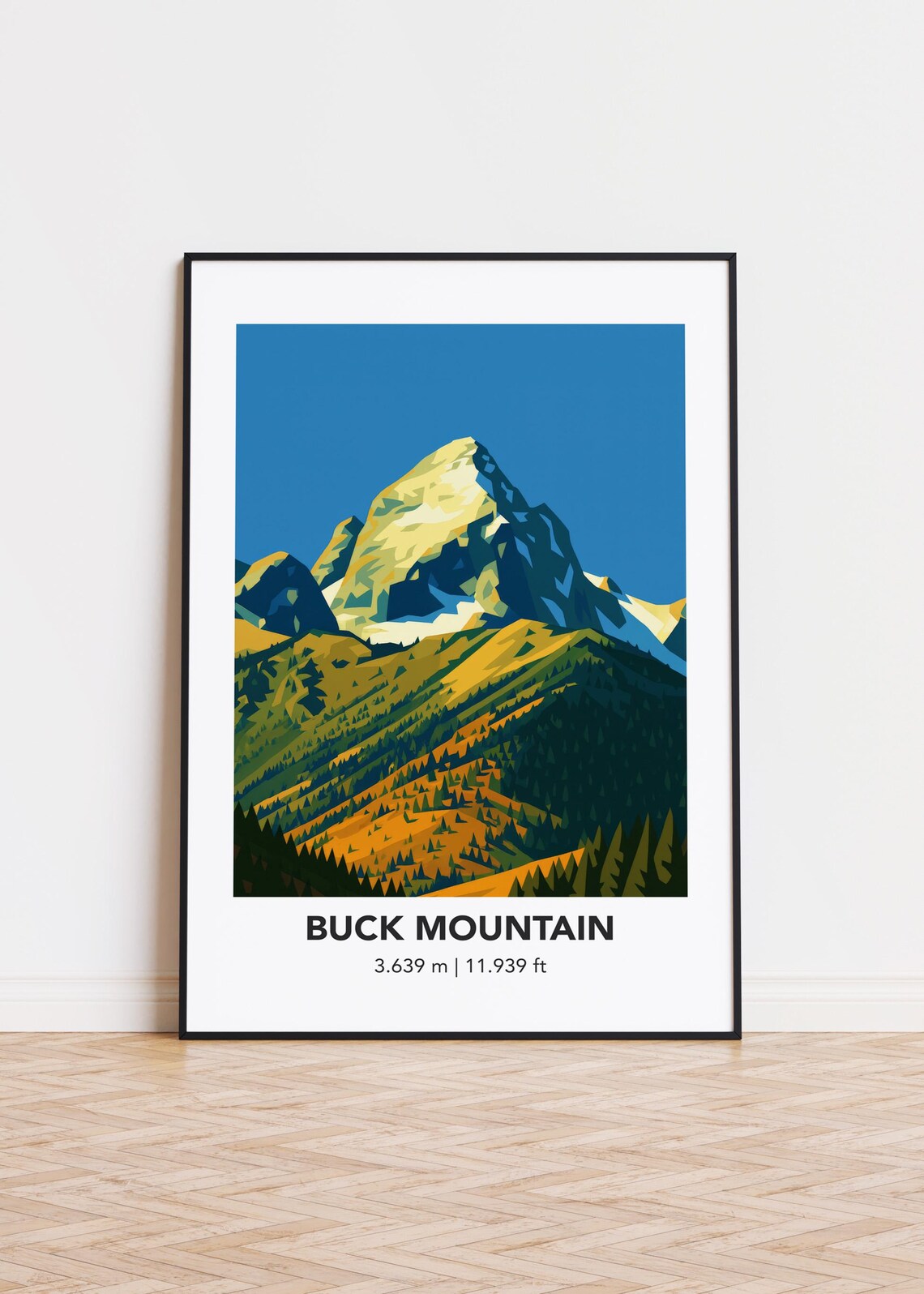 Buck Mountain Modern Illustration Art Print