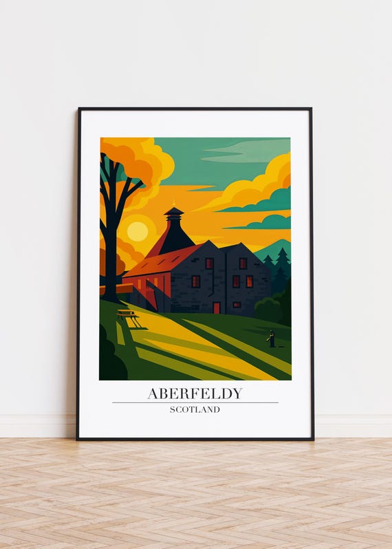 Aberfeldy Scotland Cityscape Illustration Poster