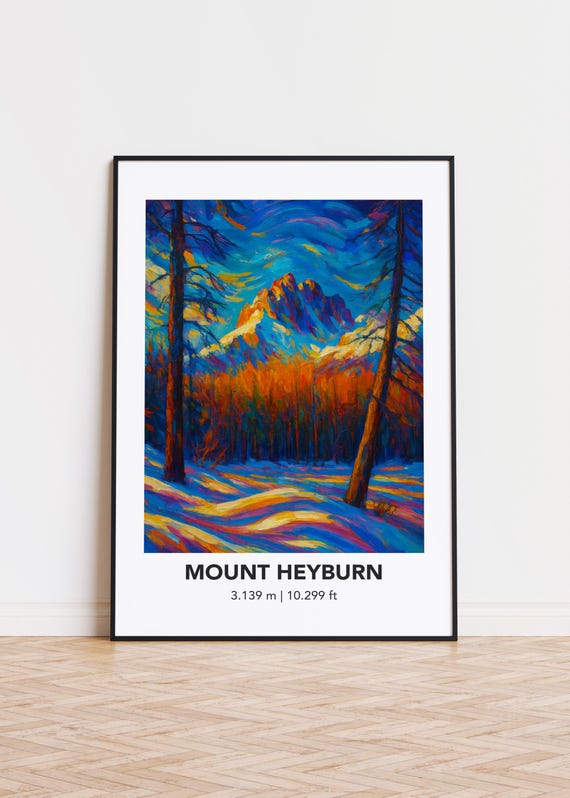 Mount Heyburn Mountain Print Modern Oil Painting Style Poster
