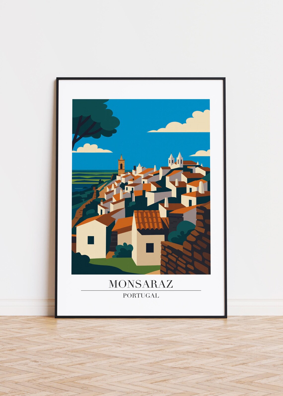 Monsaraz Portugal Whitewashed Hilltop Village Red Roofs Alentejo Poster