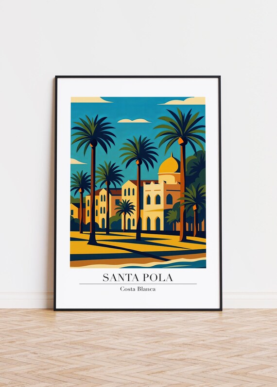 Santa Pola Costa Blanca Palm Trees Retro Modern Travel Art Poster