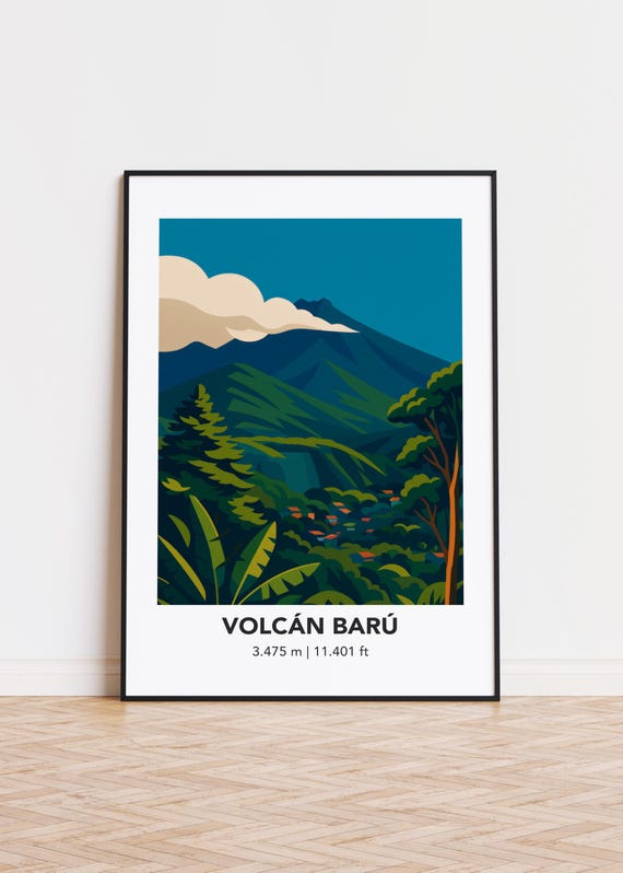 Volcn Bar Poster, Mountain Illustration Art Print