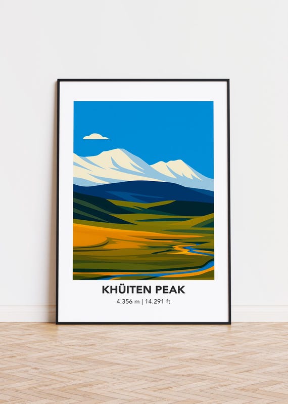 Khiten Peak Mountain Illustration Poster Print
