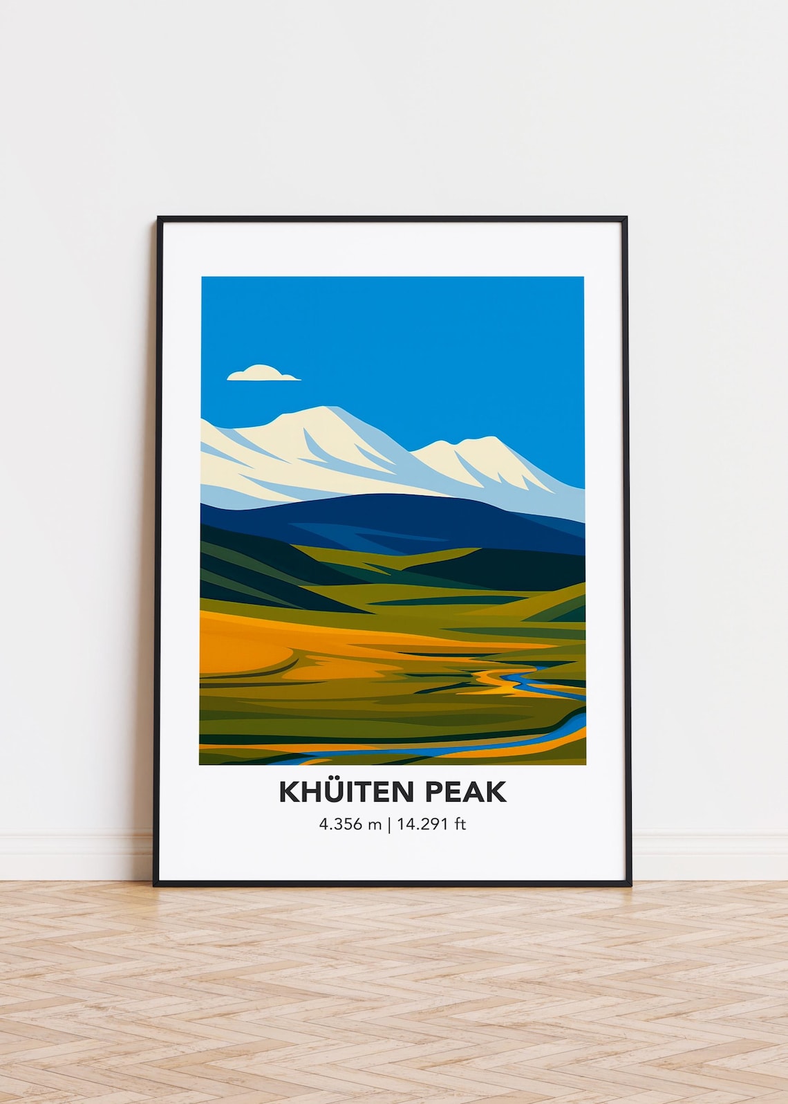 Khiten Peak Mountain Illustration Poster Print