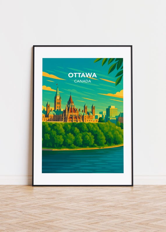 Ottawa Cityscape Poster Modern Illustration Travel Art