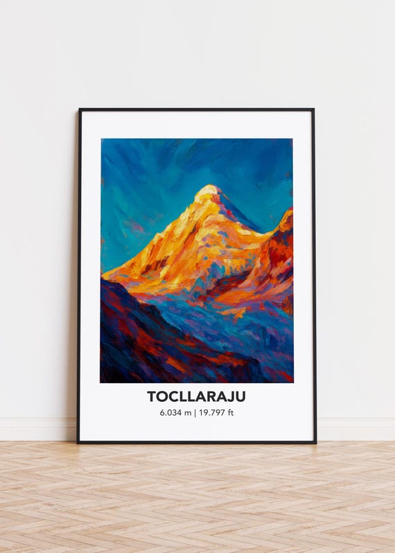Tocllaraju Poster Mountain Print Modern Oil Painting Style Art
