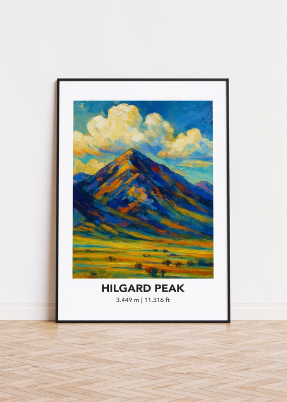 Hilgard Peak Mountain Art Print Modern Oil Painting Style Poster