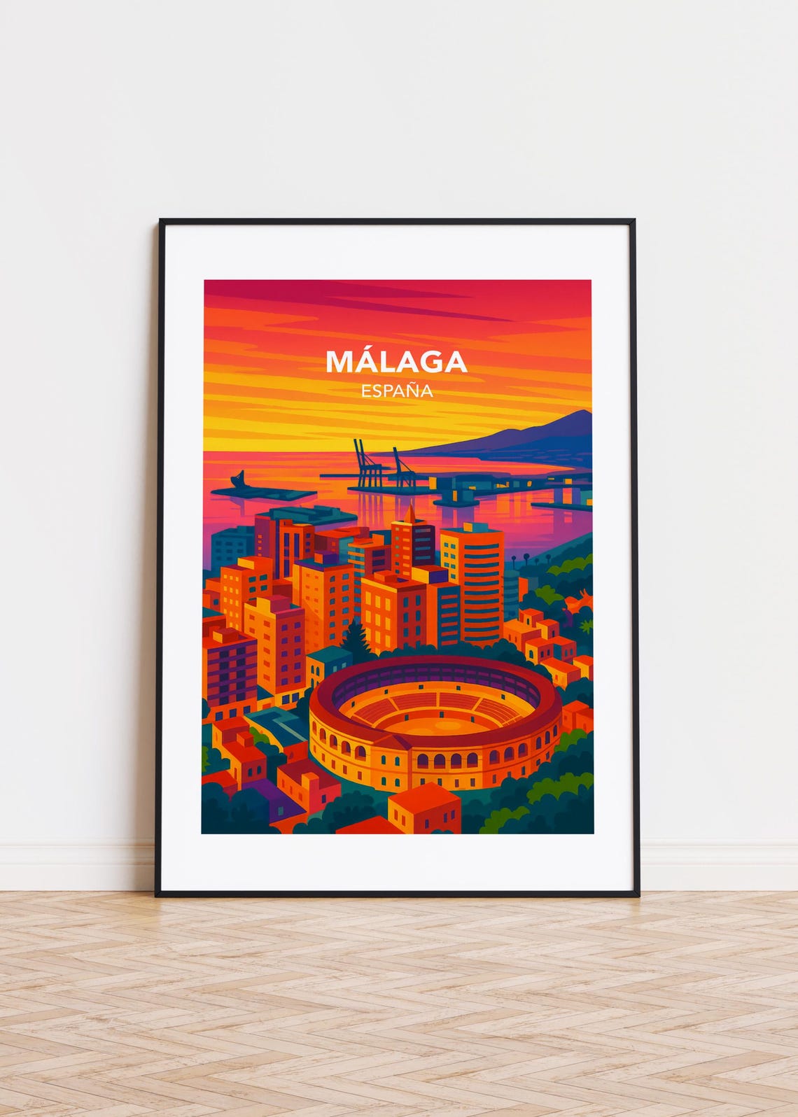 Mlaga Spain Poster City Skyline Art Print