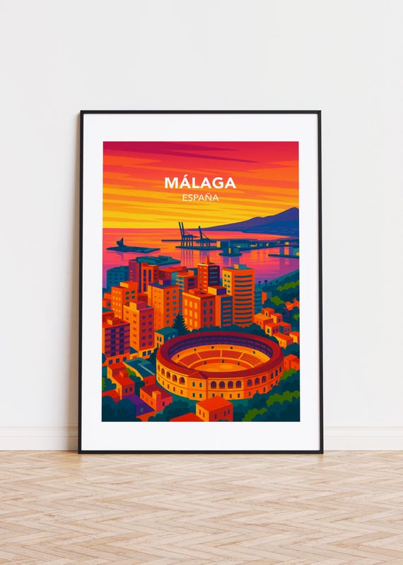 Mlaga Spain Poster City Skyline Art Print