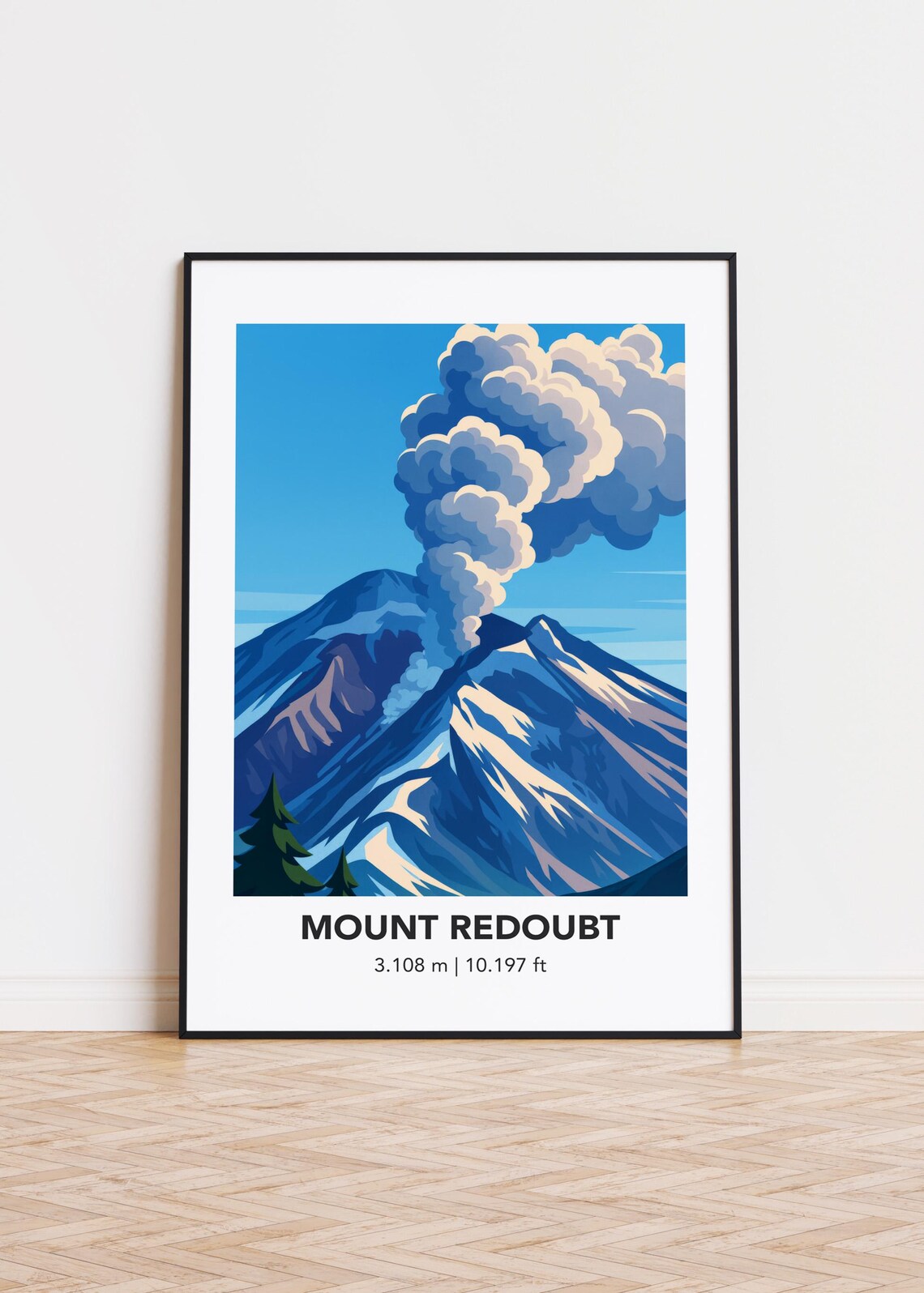 Mount Redoubt Modern Mountain Illustration Art Print